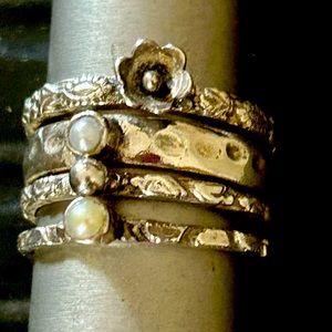 Size 8 Sterling stacked rings
